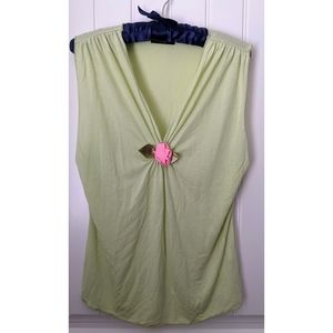 Tryst Light Green V-Neck Tank Top